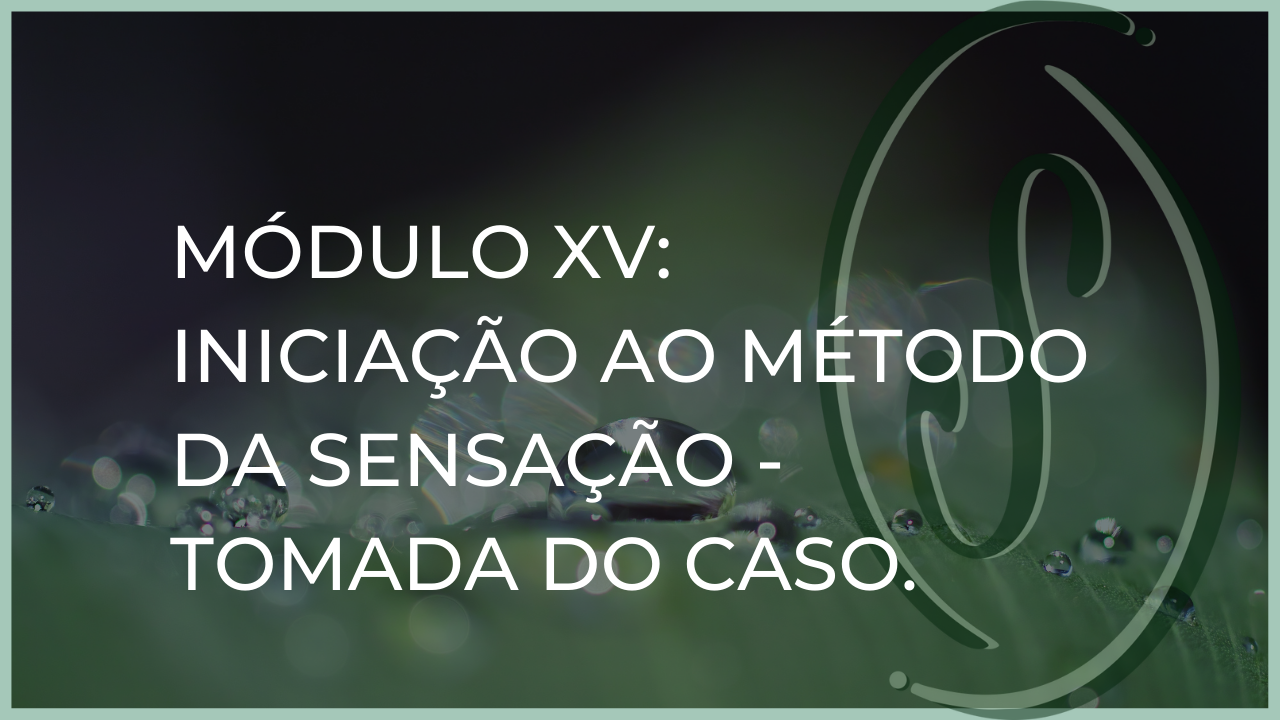 Módulo XV: INICIAÇÃO  AO MÉTODO DA SENSAÇÃO - Tomada do Caso e o Método das Oito Caixas